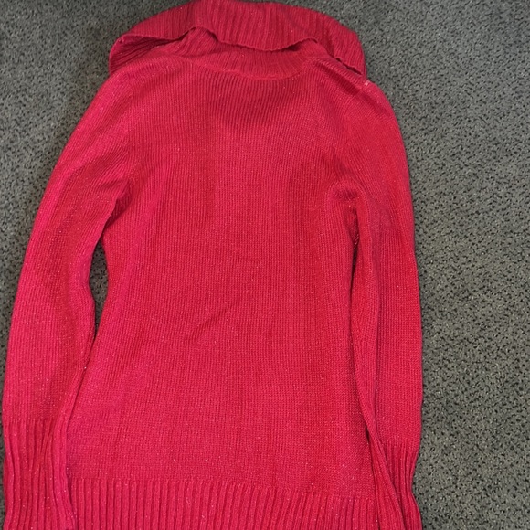 CANDIE'S BRIGHT RED SEQUIN COWL NECK SWEATER SZ L - Picture 5 of 5